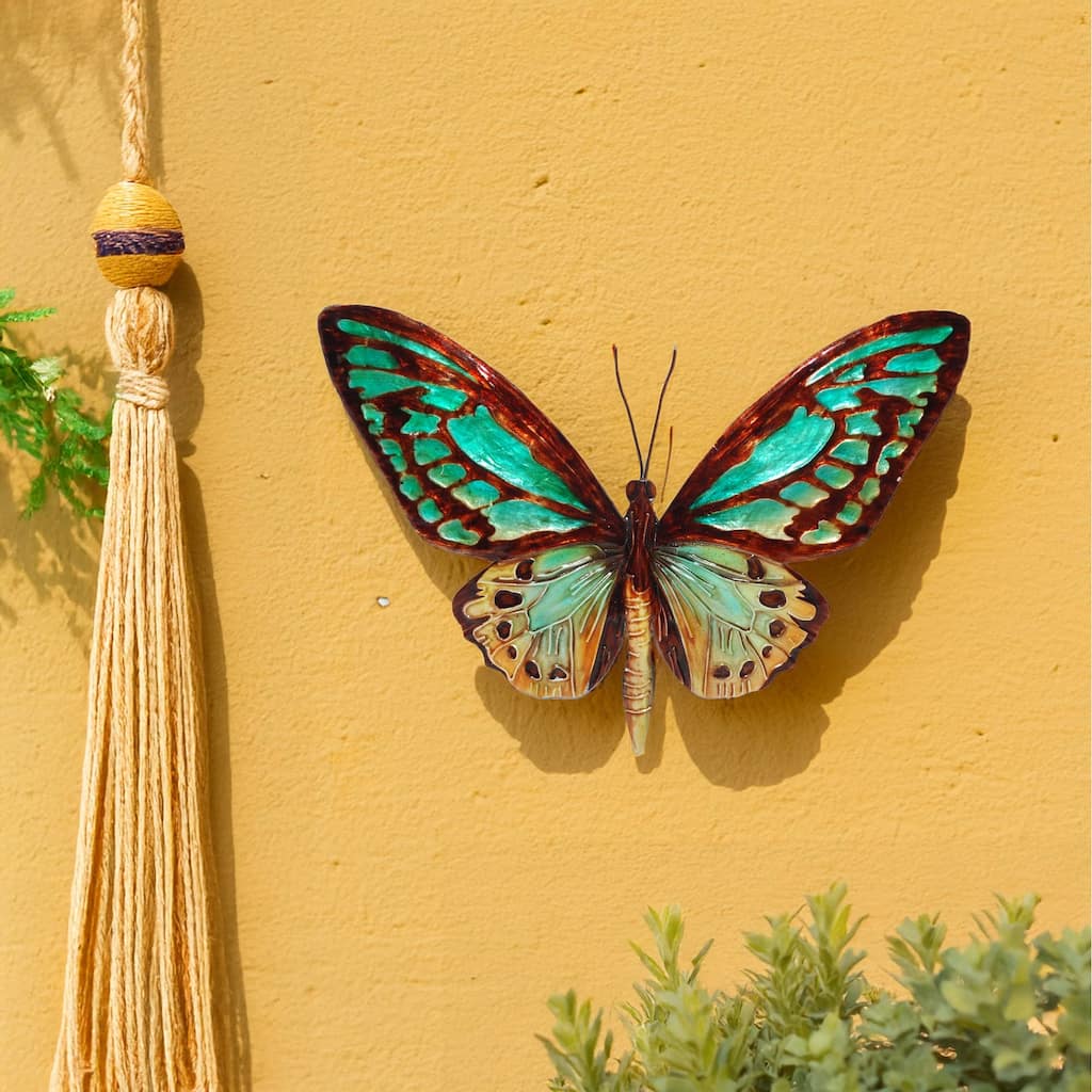 Butterfly Wall Decor Aqua And Gold (m2052)