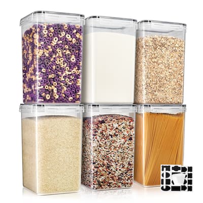 Sorbus Airtight Food Storage Containers with Locking Lids, Measuring Spoons & Labels - 6 Pack (6.5L/219.79 Oz)