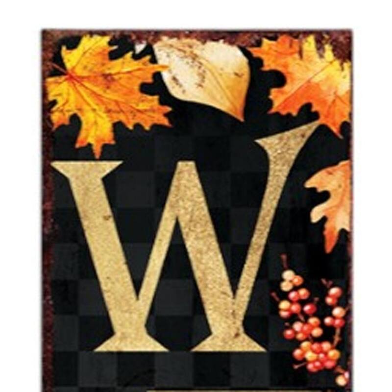 HomeRoots 72" Black Gold And Orange Solid Wood Welcome Leaves Porch Sign