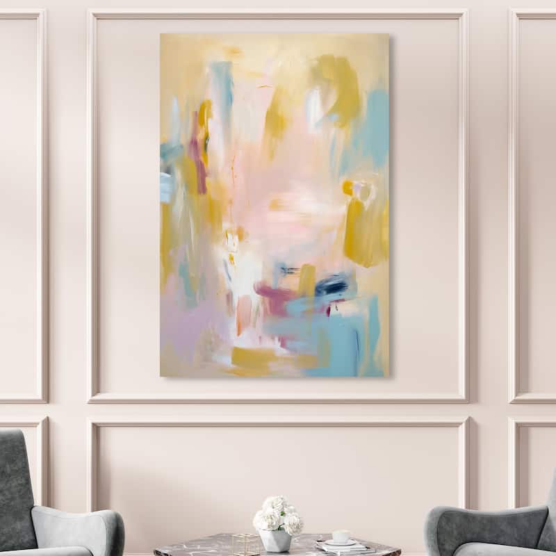 Wynwood Studio Abstract Yogurt n Biscuit in a Bowl Pink and Light Pink Modern & Contemporary Wall Art Canvas Print - 54 x 36
