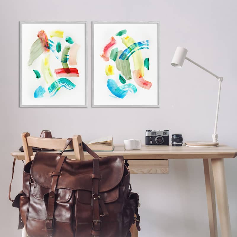 Stupell Macarana Abstract Hues Framed Giclee Art Design By Gemma Bardot (Set of 2)