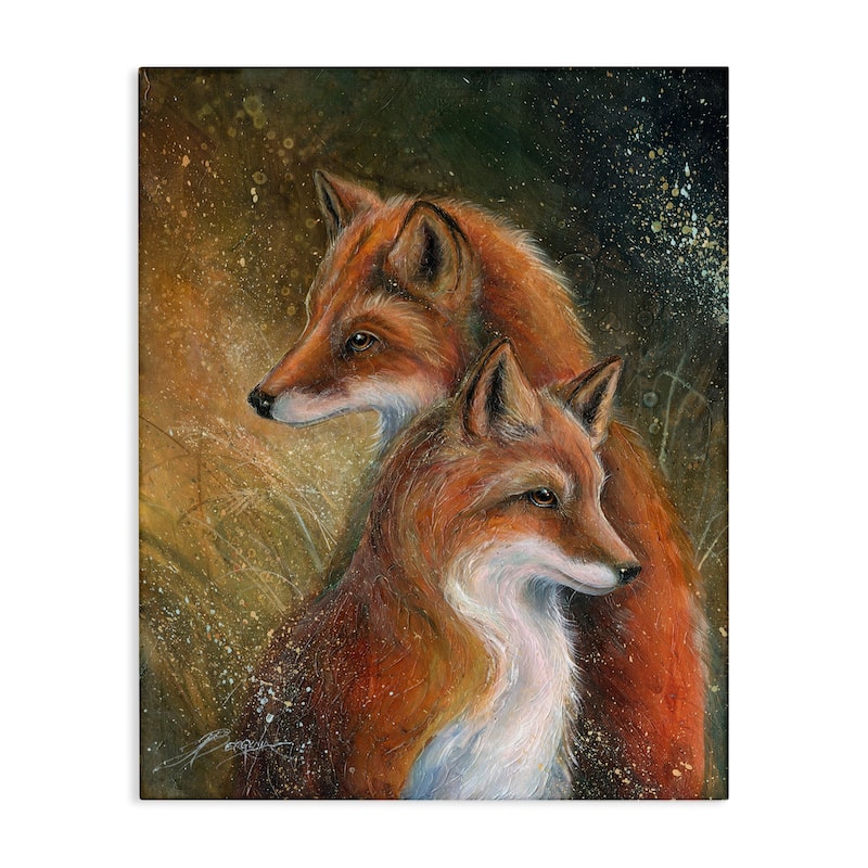 Stupell Fox Pair Portrait Canvas Wall Art Design By Jody Bergsma - 36 x 48