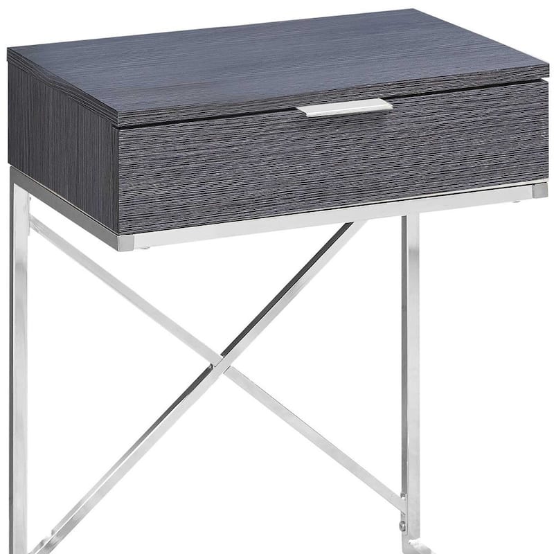 Modern 24-Inch End Table with Drawer with Wood Surface and Metal Base Side Table for Sofa or Bedside