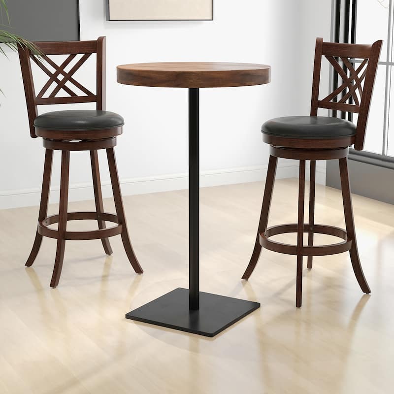 Gymax Swivel Barstools Set of 4 Bar Height Bar Chairs with Back &
