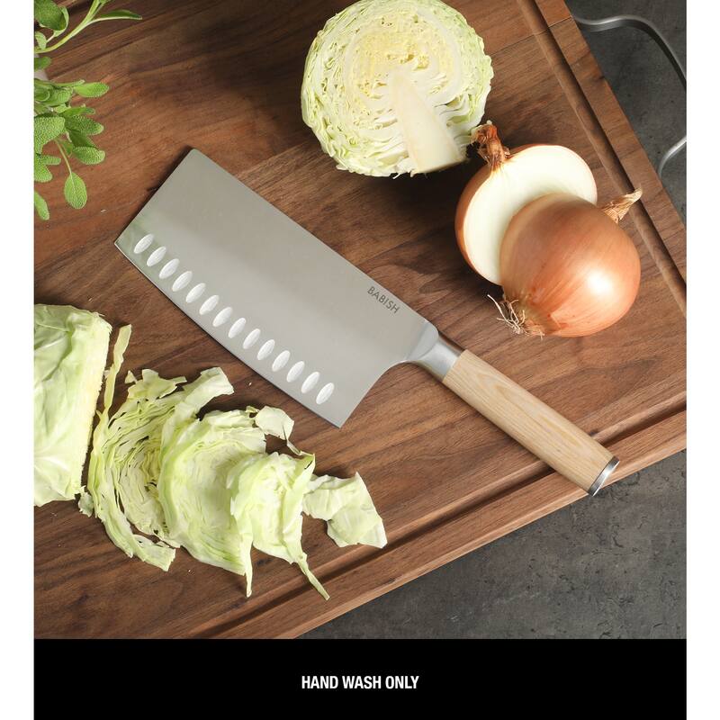 Babish High Carbon 1.4116 German Steel Full Tang 6.5-Inch Forged Cleaver Knife - for Heavy-Duty Chopping and Slicing