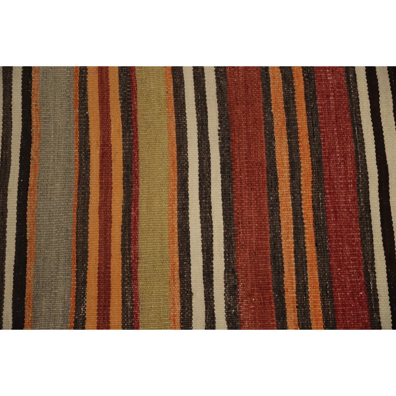 Hand Woven Oriental 100% Wool Carpet Southwestern Geometric Oranges & Rust Kilim Area Rug - 9' 10'' X 4' 8''