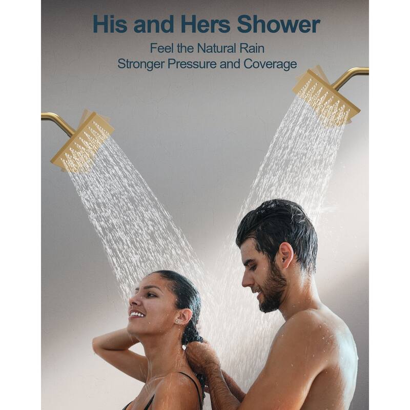 GRANDJOY High Pressure Shower Faucet System 16" Ceiling and dual 6" Wall Mounted Shower Head Combo Handheld Shower Spray