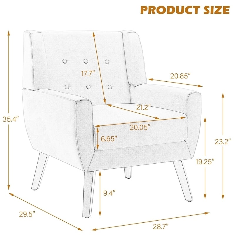UIXE Faux Leather Accent Armchair, Upholstered Accent Chairs For Bedroom