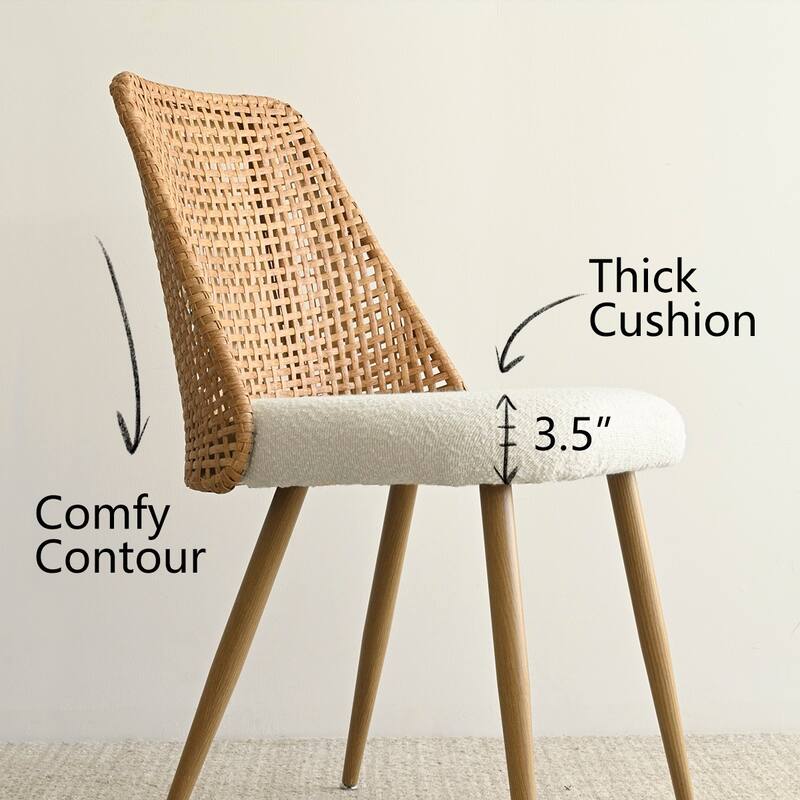 19.5" Seat Height Rattan Back Dining Chair (Set of 6)