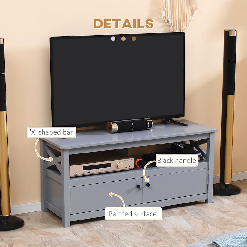 HOMCOM TV Cabinet Stand for TVs up to 46 Inches, Entertainment Center with Storage Shelf and Cupboard for Living Room