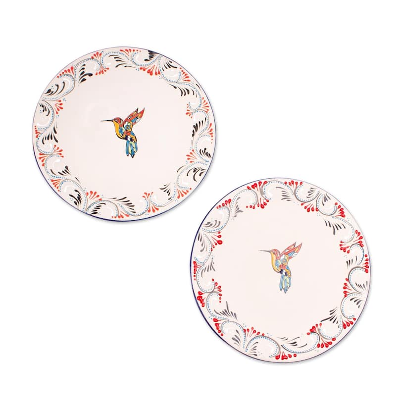 Novica Handmade Colibri Ceramic Dinner Plates (Pair)