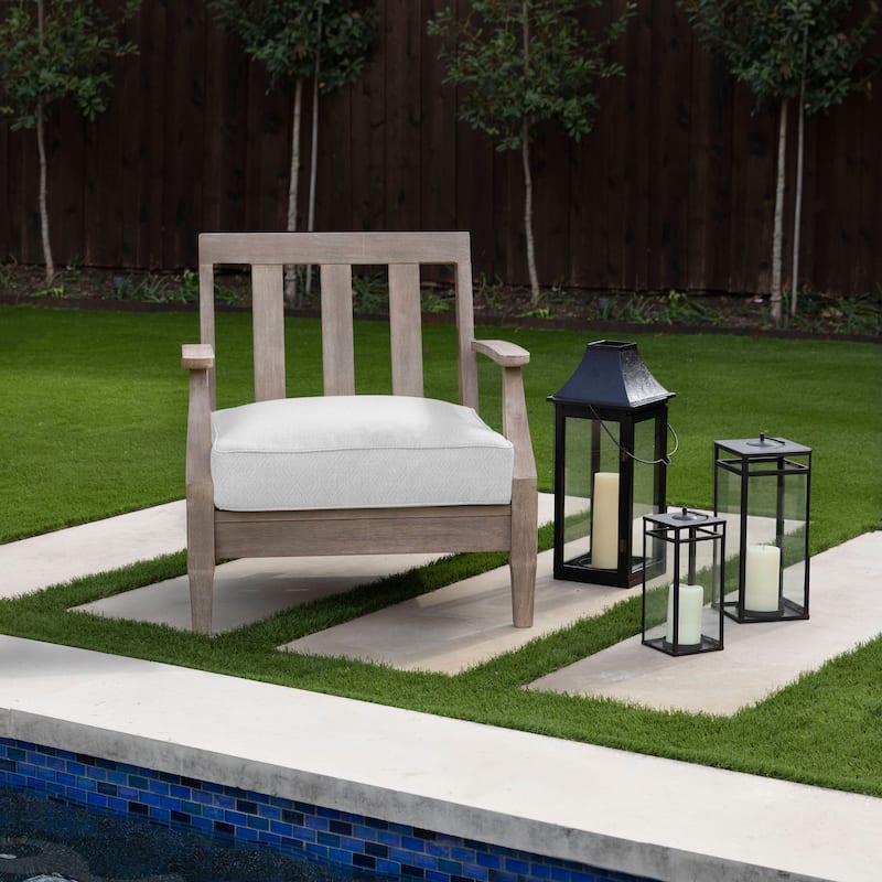 Sorra Home Sunbrella Outdoor Corded Deep Seating Cushion - 22.5 in W x 22.5 in D x 5 in H - Retain Snow