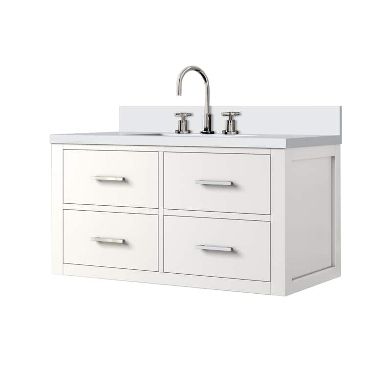 Castor Bath Vanity with Cultured Marble Top, Sink and Faucet
