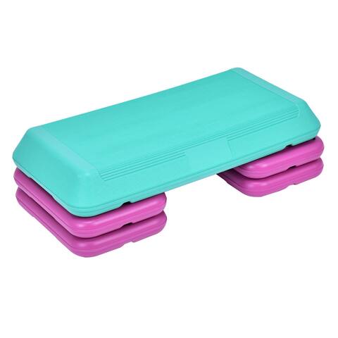 Costway Fitness Aerobic Step 29'' Club Cardio Adjust Exercise Stepper w/Risers 4'' - 8'' - as pic