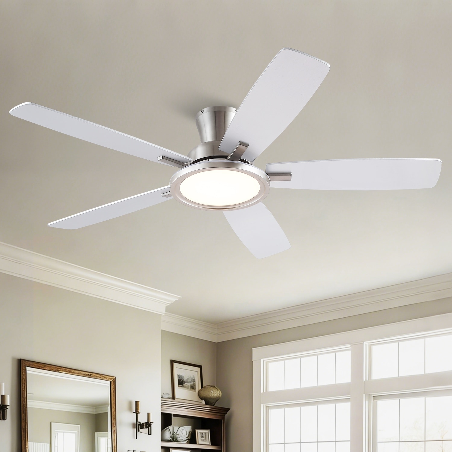 52/54-Inch Low-Profile Ceiling Fan with 3CCT LED or RGB Light, App, Remote and 6-Speed DC Motor