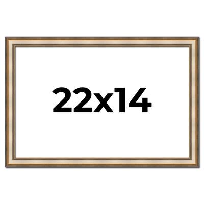 22x14 Frame Gold Solid Wood Shadow Box Width 1.5 Inches | Interior Frame Depth 2 3/8 Inches