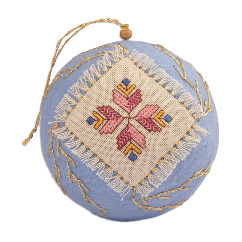 Novica Handmade Svaz Bouquet Embroidered Wool Felt Ornament
