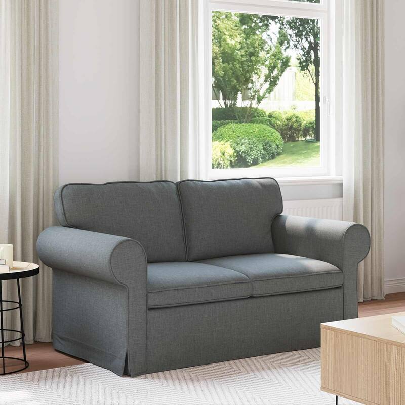 vidaXL Sofa Dark Grey 215 x 82 x 80 cm Fabric - Dark grey-47.24 in