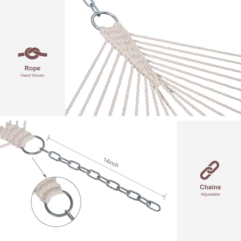 Rope Hammock with 13.5ft Wooden Stand and Removable Pad