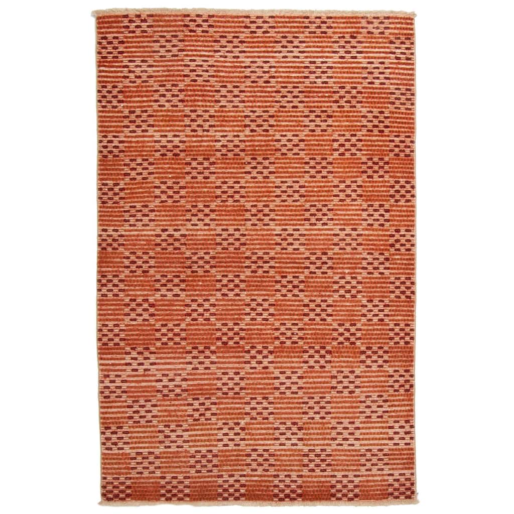 ECARPETGALLERY Hand-knotted Peshawar Ziegler Copper Wool Rug - 4'2 x 6'2