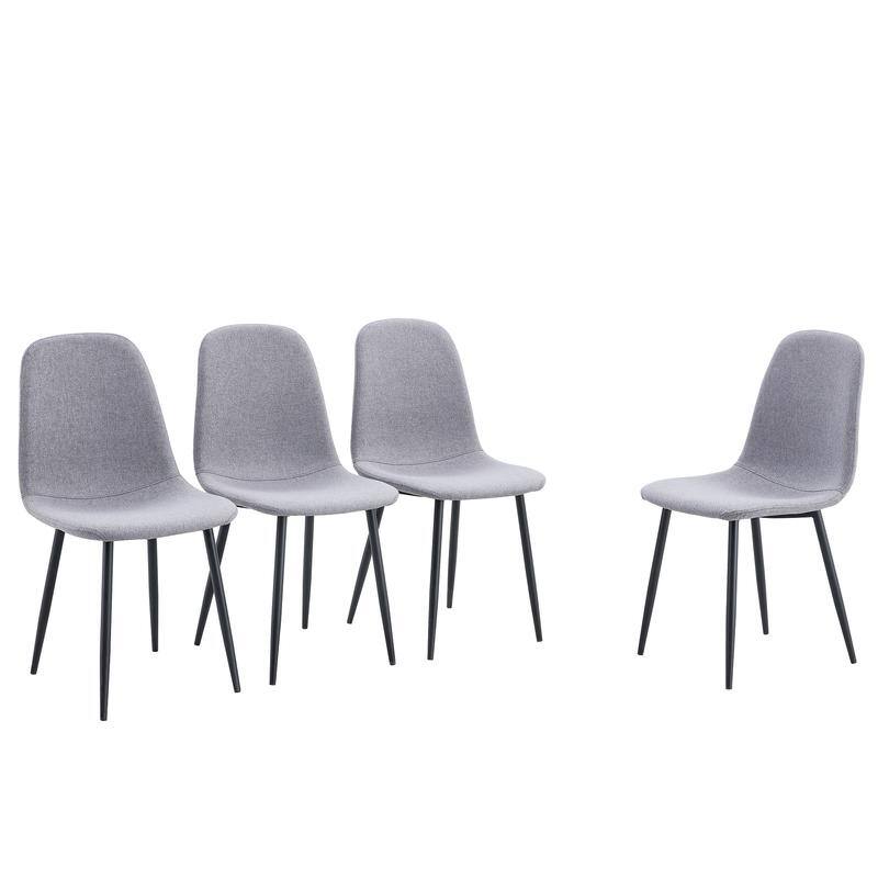 Set of 4 Modern Fabric & Metal Spoon Chairs - Minimalist Scandinavian Design