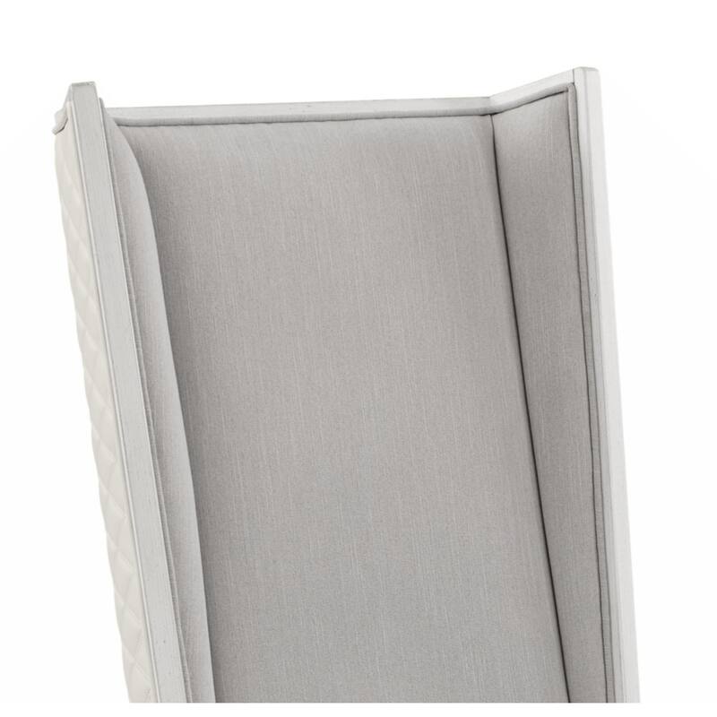 Side Chair (Set-2), Light Gray Linen & Weathered White Finish