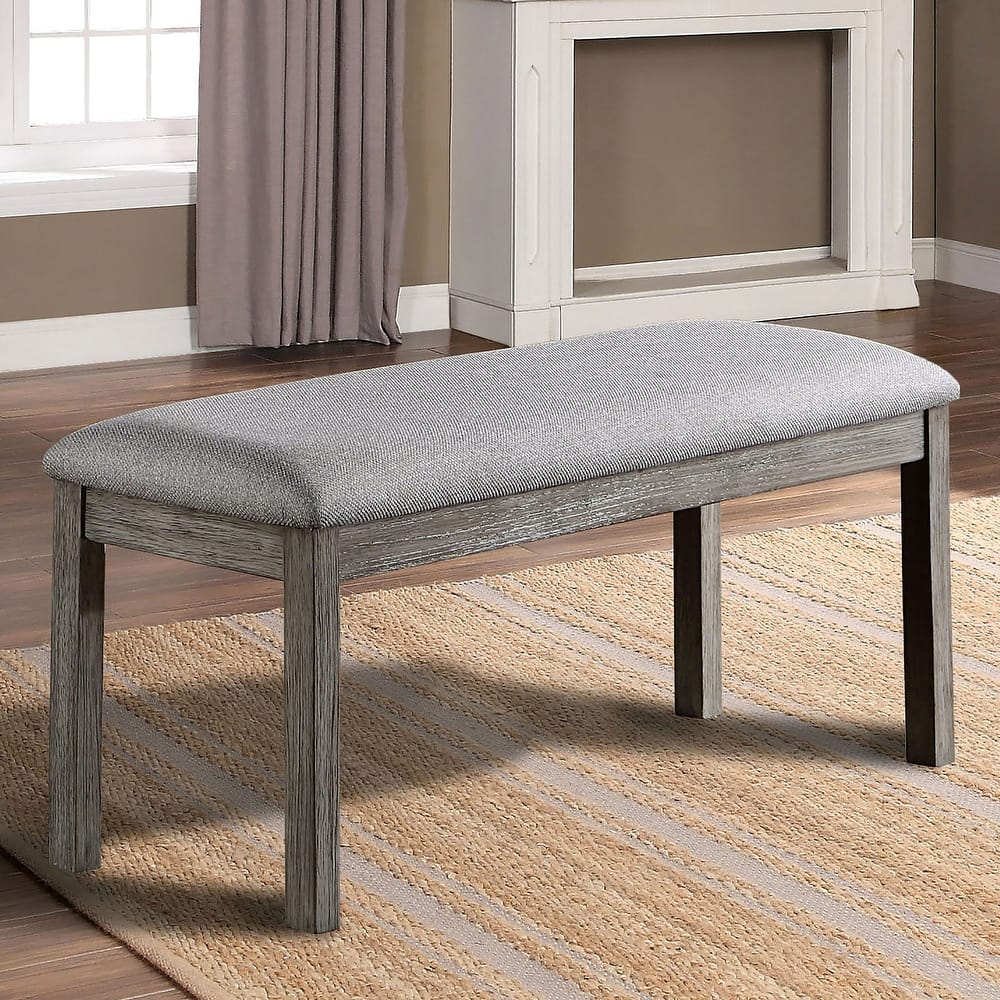 Bura Rustic Grey Upholstered Bench by Furniture of America