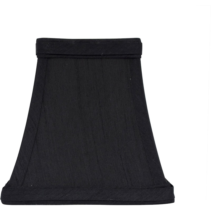 Square 5-inch Softback Bell Chandelier Lamp Shade, Black, Faux Silk, Clip On - 5