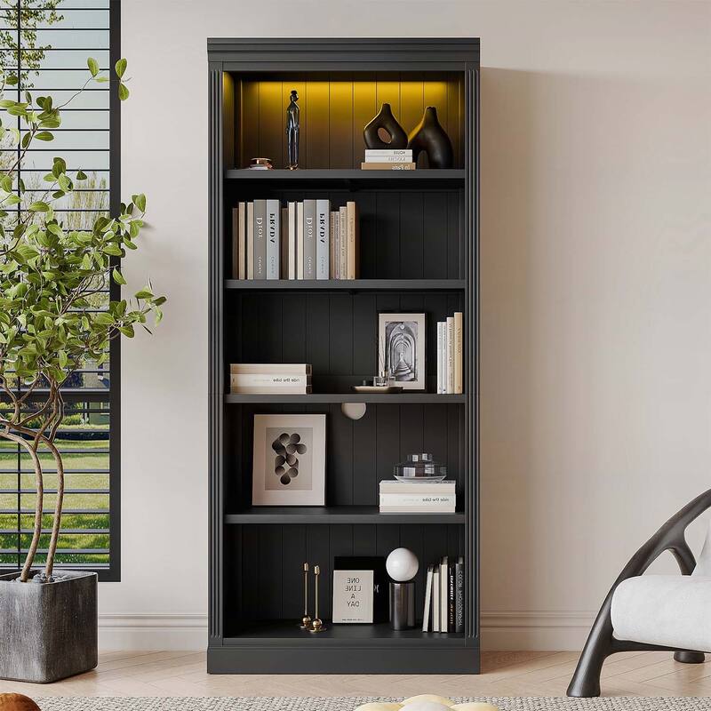 5-Tier Wood Bookcase for Books and Decor
