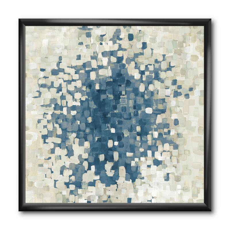 Designart "Geometric Blue Spots" Modern & Contemporary Framed Art Print