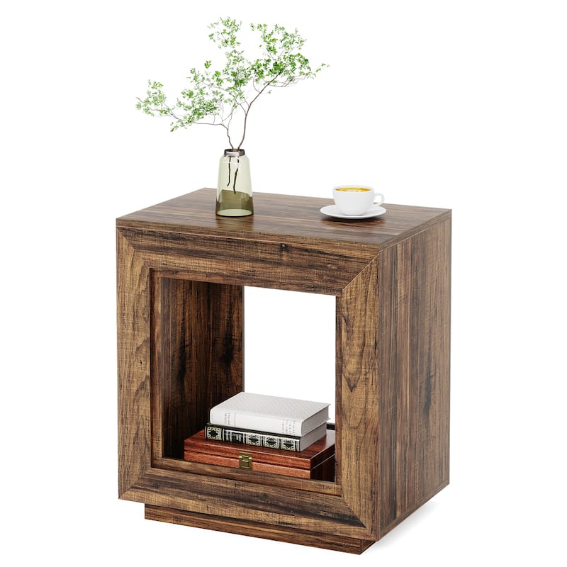 23.62-inch Rectangular Farmhouse Wood Side End Table for Living Room