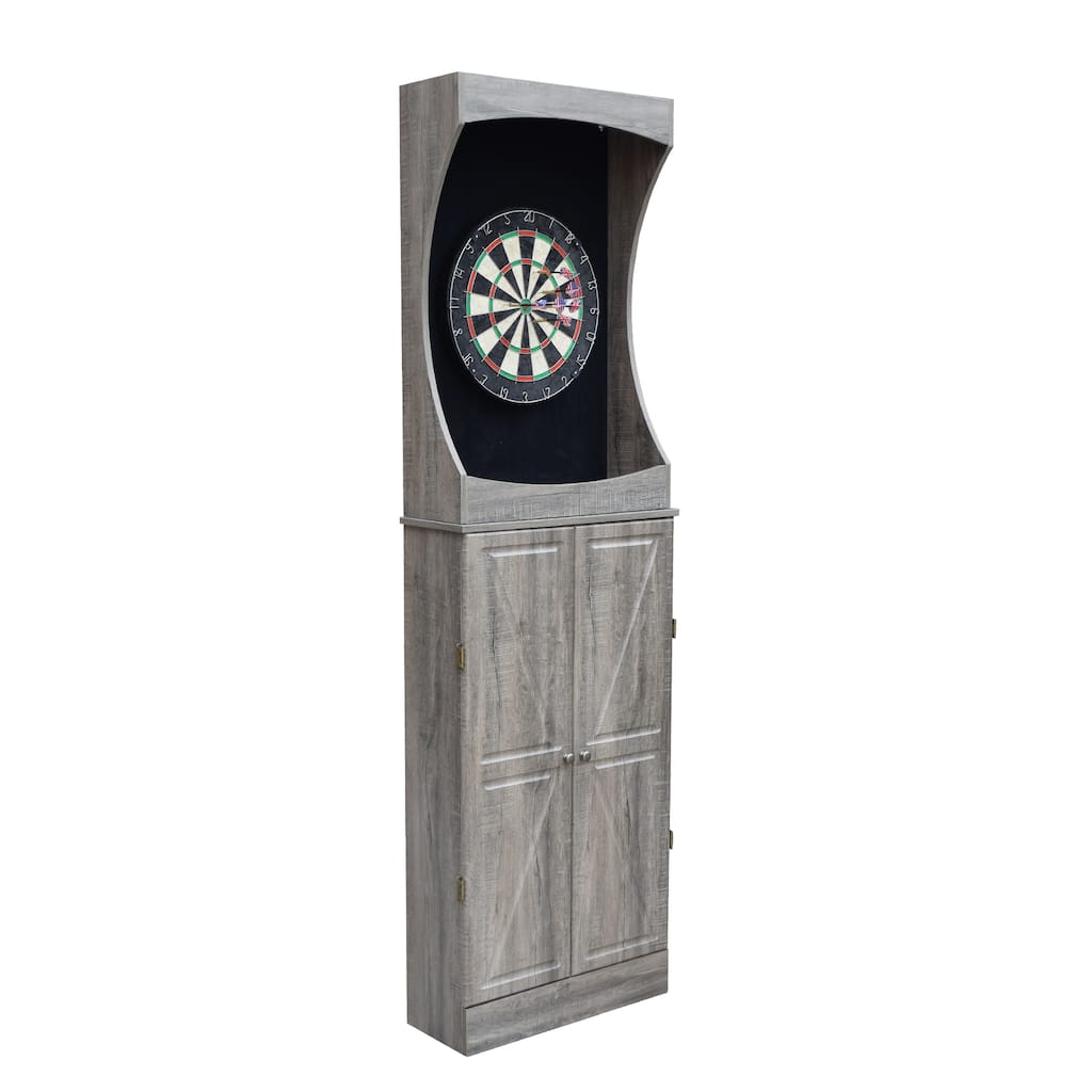 Hathaway Westwood Bristle Dartboard and 84-in Free-Standing Cabinet - Rustic Gray