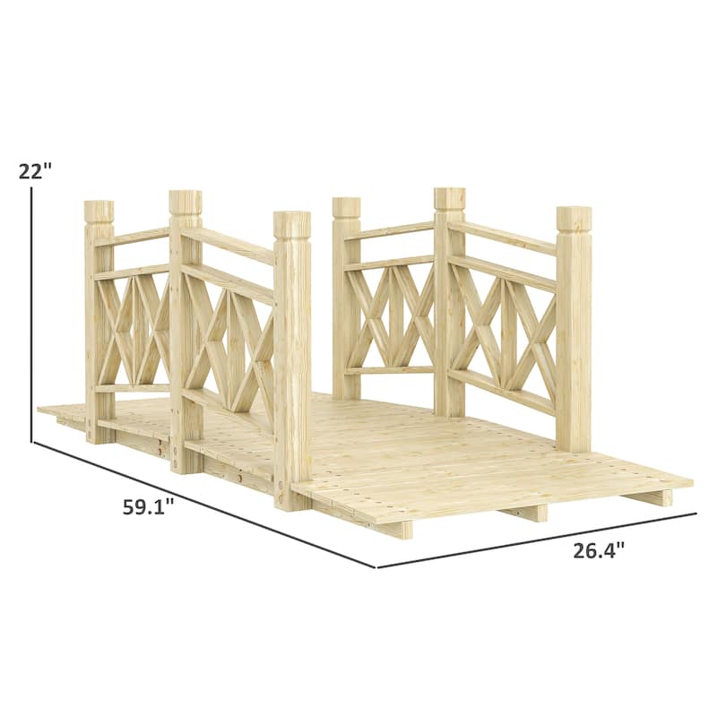 Garden Bridge Fir and Pine Outdoor Decorative Footbridge for Ponds Pathways and Landscaping