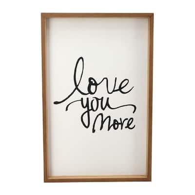 Love You More Framed Wood Sign Plaque, Farmhouse Wall Decor