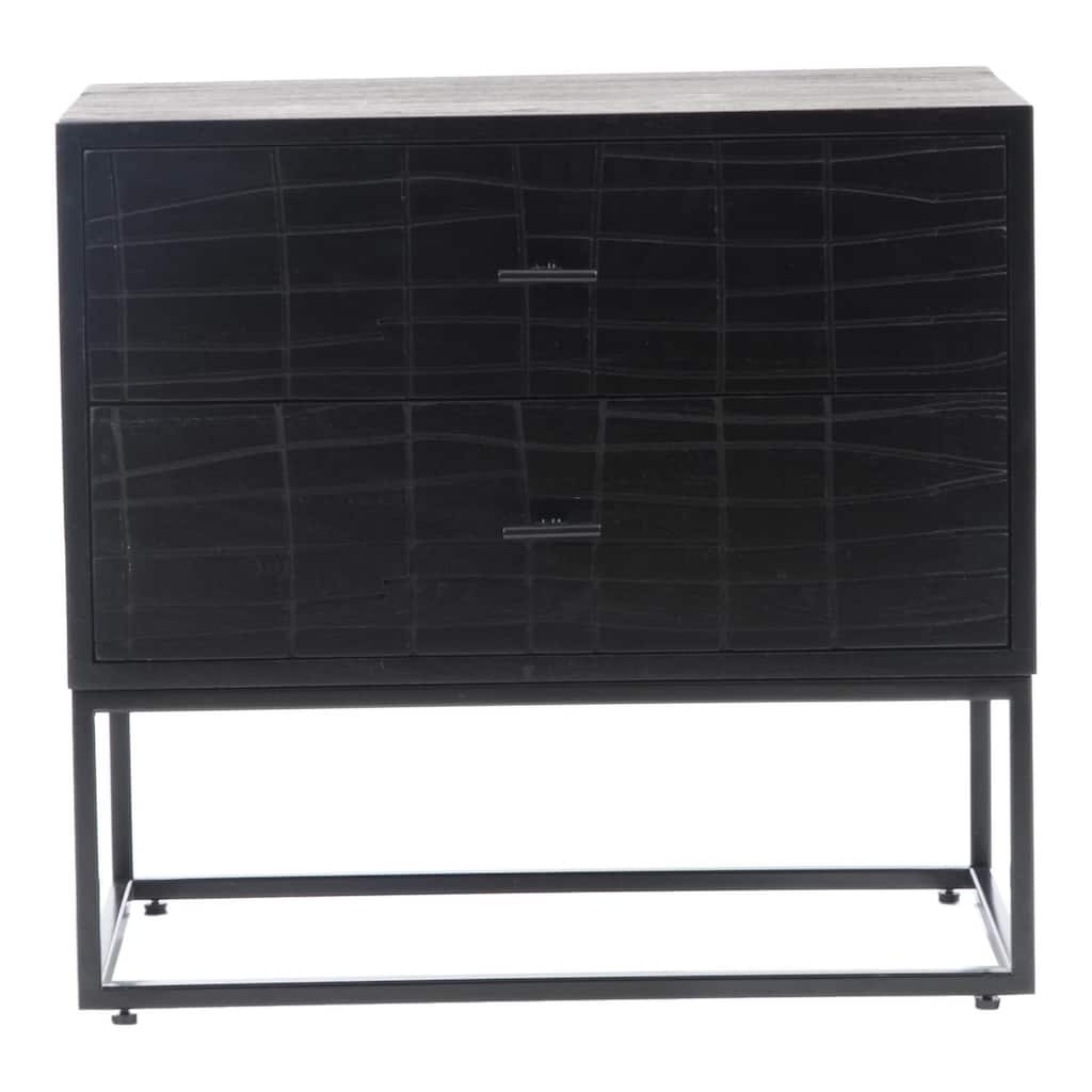 Modern Nightstand Black - Bedside Table with Drawers - Slim Minimalist Accent Furniture
