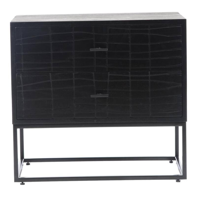 Modern Nightstand Black - Bedside Table with Drawers - Slim Minimalist Accent Furniture