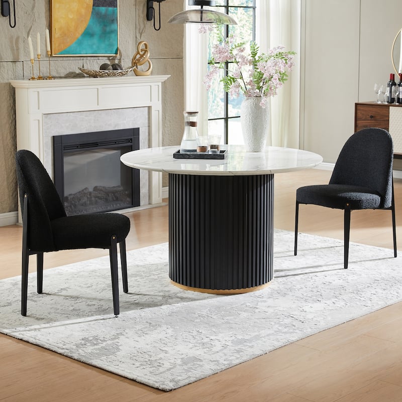 Morden Fort 3-Pieces Dining Set with Imitation Marble Table Top