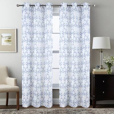 Crown Semi Sheer Metallic Window Curtain Panel