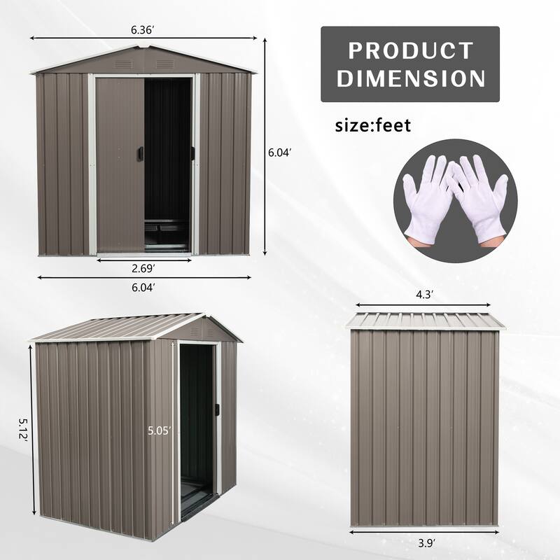 GDF Studio - Glissade Outdoor Metal Storage Shed with Galvanized Steel Panels and Sliding Doors