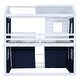 preview thumbnail 5 of 22, Twin Size Bunk House Bed with Tent - Blue & White