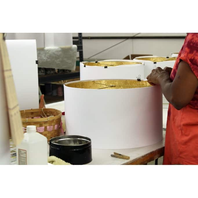 Square Bell Hardback Lampshade with Washer Fitter, Black Natural Fabric Lampshade with Gold Lining for Table Lamps