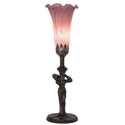 15" High Lavender Pond Lily Nouveau Lady Accent Lamp - 4 Wide