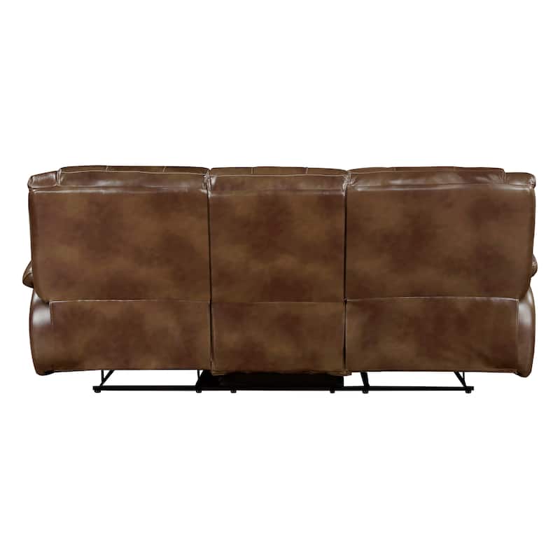 Fremont & Park Baron 86.5" Leather Manual Double Reclining Sofa, Wall Hugger Design