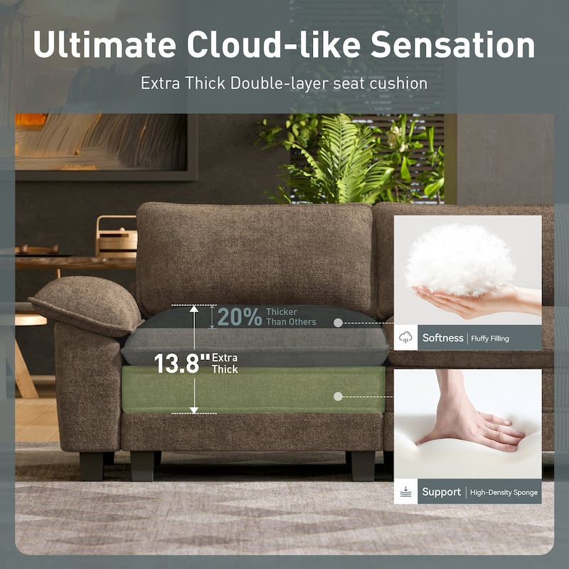 MAISON ARTS Chenille & Corduroy Modular Sectional Sofa Set, Comfy 5/6/7-Seat Living Room Couch with 3-Seater or Loveseat