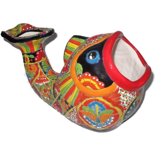 Fish Planter Hand Painted Indoor Outdoor Multi Colored Figure