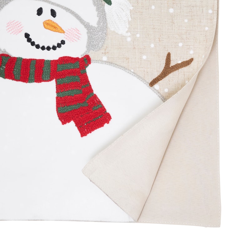 Linen Blend Snowman Table Runner - 16"x70"