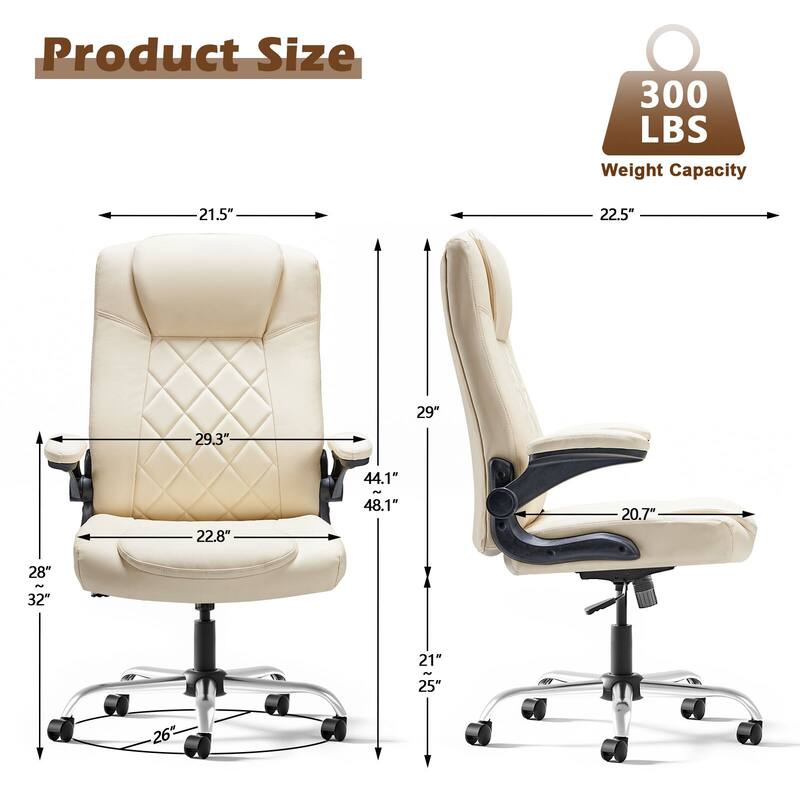 Executive Office Chair w/ Flip-Up Arms & Lumbar Support
