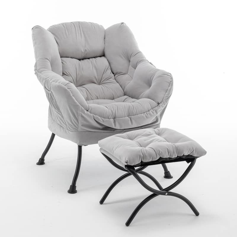 Accent Recliner Chair with Ottoman - Comfortable Upholstered Lounge Chair with Footrest, Ideal for Living Room,and Office - Gray