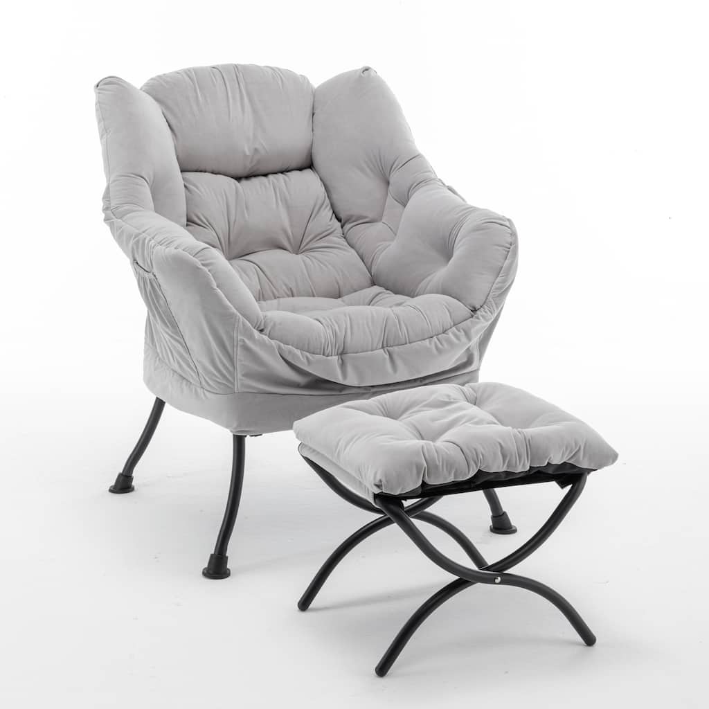 Accent Recliner Chair with Ottoman - Comfortable Upholstered Lounge Chair with Footrest, Ideal for Living Room,and Office