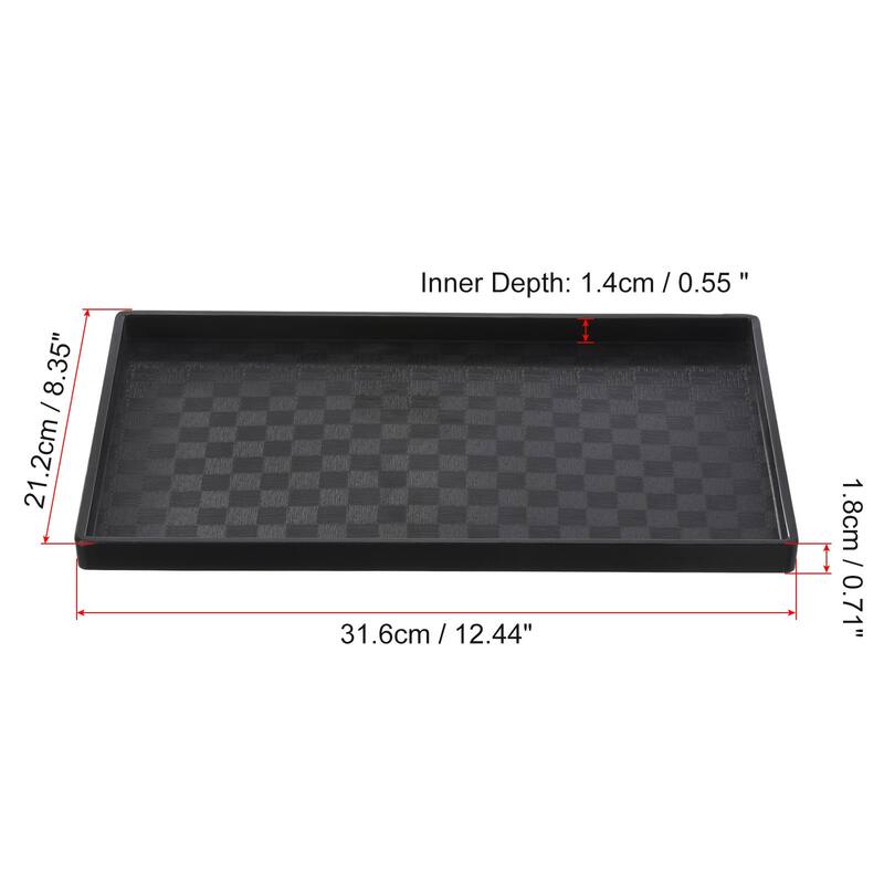 Fast Food Tray, Plastic Serving Tray Mosaic Texture - Black - 12x8"